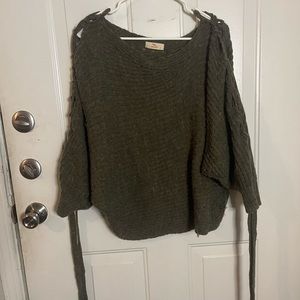 Off the shoulder green sweater